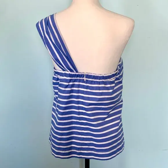 J. Crew One Shoulder Striped Top with Bow Size 10 - Picture 5 of 9